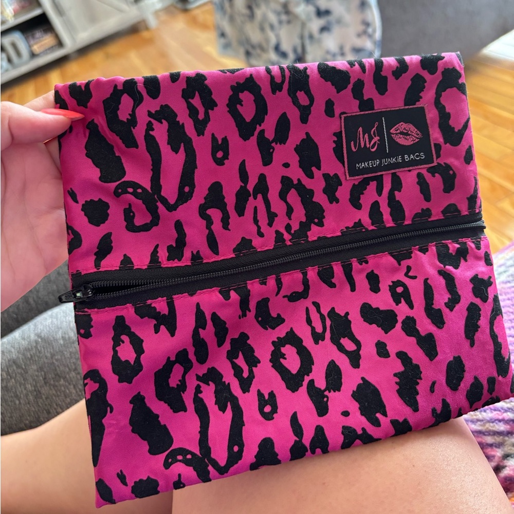 Pink Leopard Makeup junkie bag